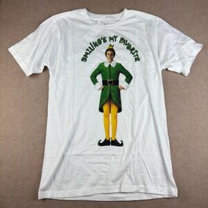 Elf Movie Smiling's My Favorite Quote T-Shirt Mens S White Movie Funny Tee
